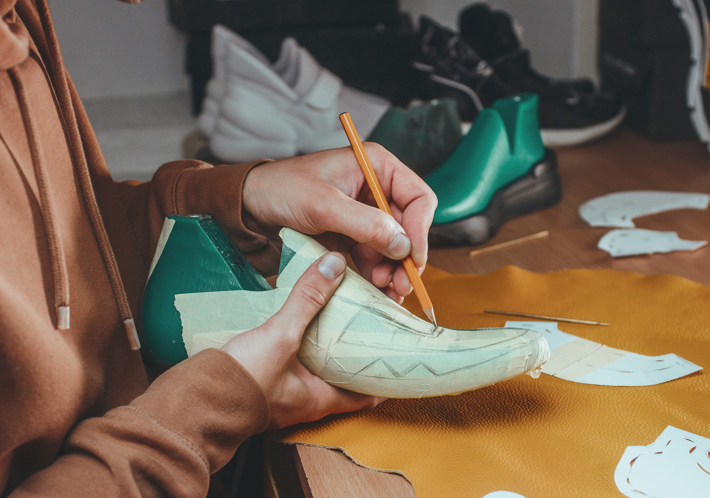 Fashion designer working on new shoe design